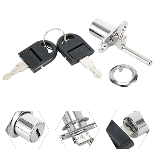 Cerradura segura para puerta de armario con 2 llaves, diseñada para escaparates deslizantes y abatibles (negro, 19 mm)