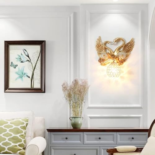 Applique murale cristal de luxe dorée pour chambre et mur de fond
