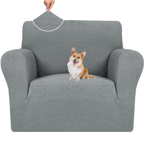 YSTELLAA Stretch Sofa Überzug Mit Armlehne, 1 Sitzer, Hellgrau – Ansicht 1