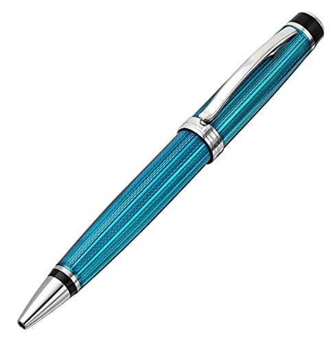 Xezo Incognito Brass Twist Action Medium Ballpoint Pen, Guilloche Enamel In Blue Color With Pure Platinum Plating. Handcrafted And Serialized #TOP2
