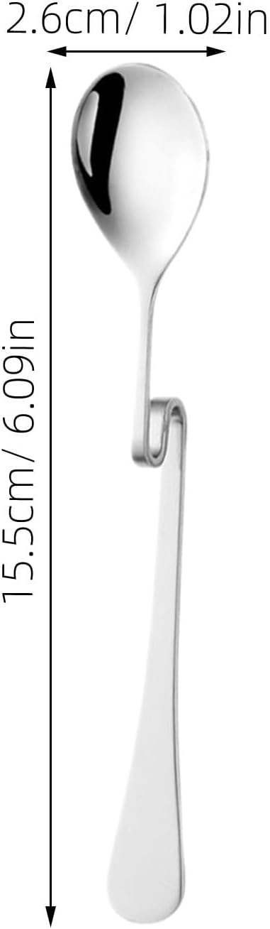 SHOWERORO Coffee Mixing Spoons Coffee Stirring Spoons Stainless Steel Curved Design 4pcs Reusable and Not Easy to Deform for Hotel and Milk Tea Shop Use