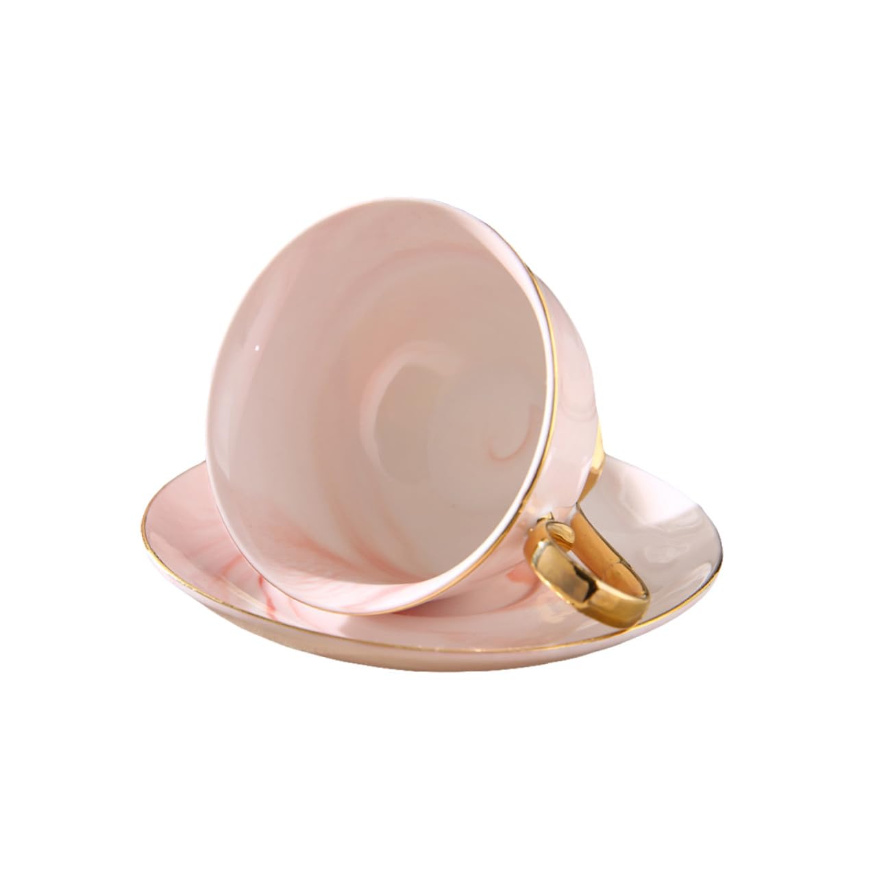 Tasse céramique effet marbre avec soucoupe élégante pour le café à la maison