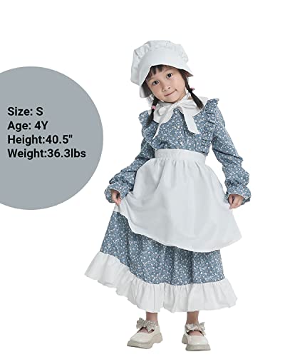 Nuoqi Prairie Dresses For Girls Pioneer Girl Laura Ingalls Wilder Costume Blue 4-5Y #TOP1