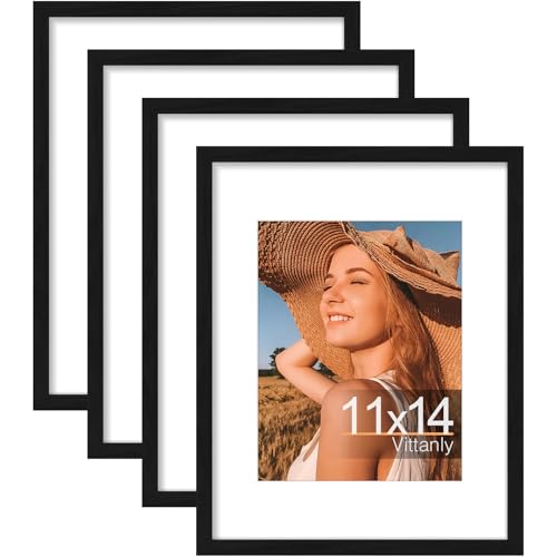 Vittanly 11x14 Picture Frame Set of 4, Display Pictures 8x10