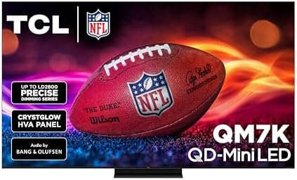 TCL 55-Inch QM7K QLED 4K Smart QD-Mini LED TV with Google TV (55QM7K, 2025 Model) Dolby Vision IQ, Dolby Atmos, HDR, Game Accelerator up to 240Hz, Voice Remote, Works with Alexa, Streaming Television