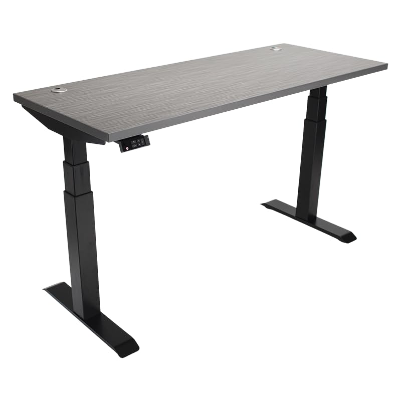Image of Lift It 60 inchx24 inch Electric Standing Desk - Extended Height Range (26 inch-52 inch), Dual Motor Sit Stand Desk, 4 Memory Presets, USB Charging, Commercial Grade (Charcoal Strand Top /Black Frame)