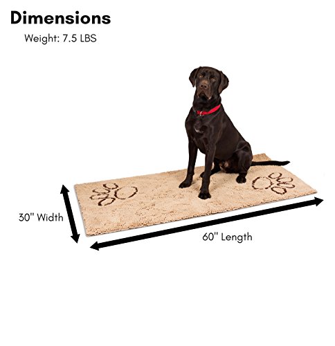Internet's Best Chenille Dog Doormat - 60 X 30 - Absorbent Surface - Non-Skid Bottom - Protects Floors - Tan #TOP3