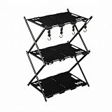 Qianly Scaffale da Esterno Pieghevole Salvaspazio Portavasi Pieghevole in Metallo Design Decorativo Espositore Portavasi a Ripiani, Nero