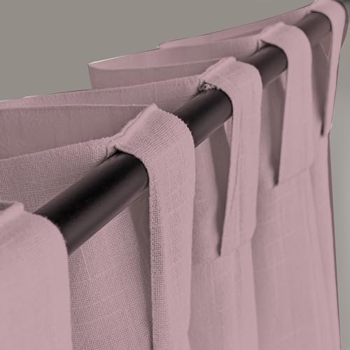 Image of Linenwalas Cotton Solid Long Doors Curtain With Back Loop, Semi Sheer Curtain In Pink, 9 Feet, Pink, Pack Of 2 - Grommet