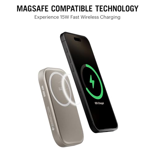 Image of DailyObjects Loop Qi2 Certified Mag-Safe Compatible Aluminium Wireless Power Bank|5000 Mah|Fast Charging 20W|Compatible with Samsung /OnePlus /iPhone 12 /13 /14 /15 /16 /Pro Max|Sleek & Light- Titanium