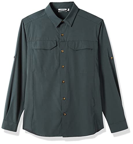 Outdoor Ventures Men's Upf 50+ Uv Sun Protection Spf Hiking Shirt Long Sleeve Lightweight Quick Dry For Safari Travel Fishing Grey #TOP6