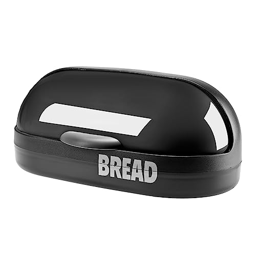GALICJA Molly – Panera moderna – Caja de almacenamiento de pan – Panera de plástico – Panera para pan fresco – Panera con tapa – Almacenamiento de pan – 37 x 20 x 16 cm Negro