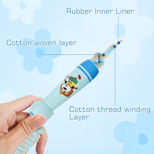 Homello Jump Rope for Kids - Wooden Handle - Adjustable Cotton Braided Fitness Skipping Rope for Toddler Fitness Workout Exercise Outdoor Activity - Image 3