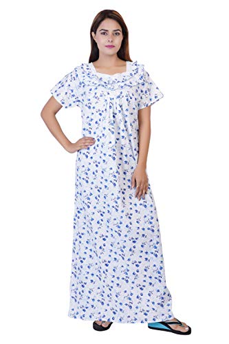 Image of Women's Cotton Block Print Knee Length Nighty