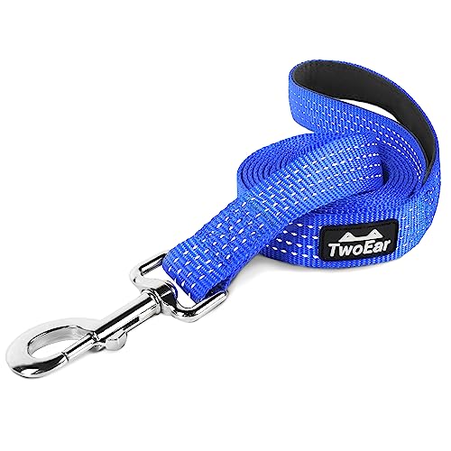 TwoEar 6FT Blue Dog Leash Heavy Huty with Padded Handle, Strong Nylon Dog Leash Reflective Leash for Medium Large Dogs