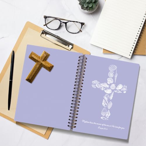 Carnet de notes chrétiennes violettes avec psaume 93:4 pour l'église