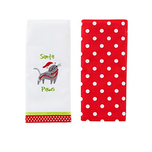 SKL Home Santa Paws 2-Piece Dish Towel Set, Multicolored