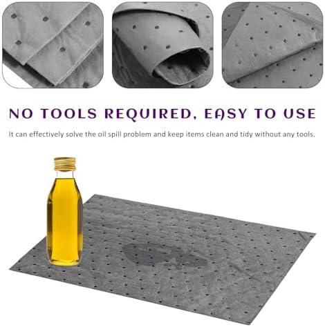 CCHRN 20 PCS Oil Absorbent Pads, 13" Γ 10" High Absorbency Polypropylene Oil Absorbing Mat, Reusable Spill Control Supplies Maintenance Pad for Automotive Workshop, Car Accessories - 2