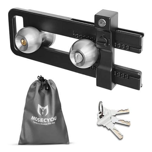 MOSECYOU French Double Door Lock Barricade Heavy Duty Version, All Metal