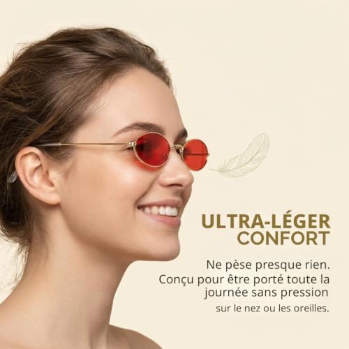 SquishyWorld Lunettes de Soleil Femme Vintage 2pcs Petit Cadre Métal Lunette Rouge et Gris Polarisées Rétro Années 90 2000 Festival Soirée Accessoire Techno Y2K Protection Lot Lunette de Soleil – vue 6