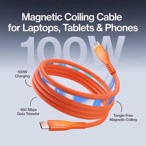 Image of Statik MagStack Pro USB C to USB C Coiling Magnetic Charging Cable,100W