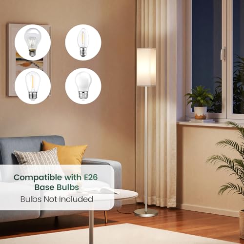 Image of 2Pack Floor Lamp, Pole with Foot Switch, Modern Standing Lamp Lamp, Minimalist Freestanding Lamp (Bulb Not Included), for Living Room, Bedroom Office ETL Listed, Silver and White,SCW07LDP205