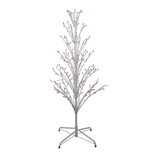 4' White Lighted Christmas Cascade Twig Tree Outdoor Decoration - Multi Lights #TOP14