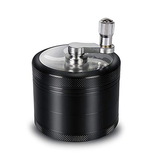 2.5 Inch Spice Grinder, Siasky 4 Piece Manual Grinders with Pollen Catcher, Premium Anodized Aluminum Grinder with Diamond Shaped Teeth, Elegant Black