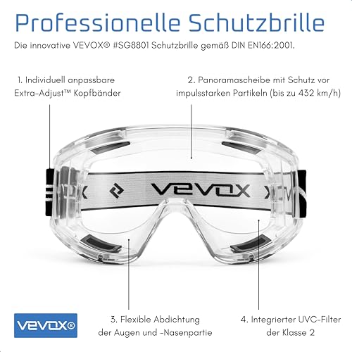 VEVOX® Atemschutzmaske – A1P2 Filter – Schutz gegen Feinstaub, Gase und Dämpfe – Zum Lackieren, Schleifen und Sanieren – Gasmaske, Staubmaske & Lackiermaske – inkl. 6x P2 und 2x A1 Filter