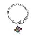 Autism Awareness Puzzle Jigsaw Classic Silver Plated Fashion Square Crystal Charm Bracelet