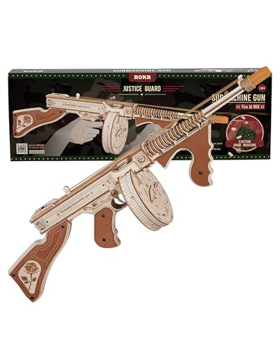 ROKR 3D Wooden Puzzles for Adults-Rubber Band Toy Tommy Gun-Model