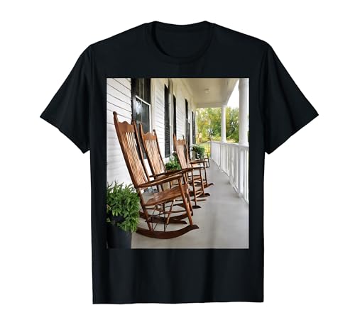 Wooden Rocking Chairs Farmhouse Porch T-Shirt