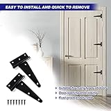 4pcs T Gate Door Hinges, 3inch Black Garden Gate Shed Hinges Heavy Duty Metal T Strap Tee Hinge with Screw for Wooden Shed Gates Barn Windows - Image 5