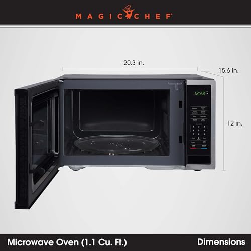 1.1 cu. ft. Countertop Microwave in Stainless Steel with Digital Touch by Magic Chef - Image 3