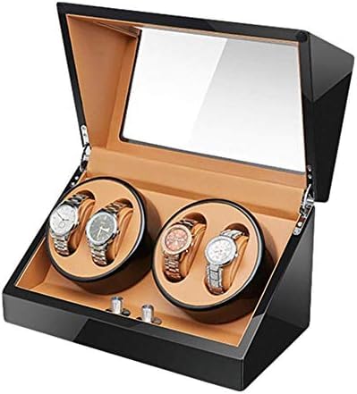 FENOKD Mechanical Watch Shaker Automatic Watch Winder Box 4 Quiet Motor Wood Shell Piano Paint Exterior Flexible Watch Pillows for Man Women Watches