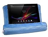 Plush Tablet Wedge Pillow Angled Cushion Lap Stand (Blue)