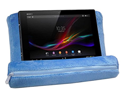 Plush Tablet Wedge Pillow Angled Cushion Lap Stand (Blue)