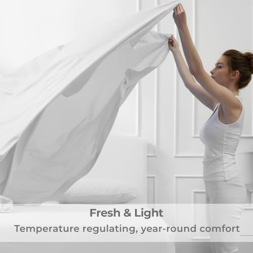 Image of Mellanni Full Sheets Set - 4 PC Iconic Collection Bedding | Hotel Luxury, Extra Soft, Cooling Bed Sheets - Wrinkle, Fade, Stain Resistant (Full, Striped White)
