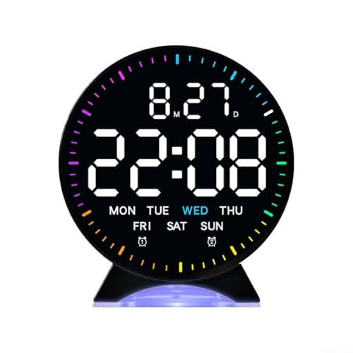 Vibsky Reloj electrónico funcional con alarmas duales, segunda mano, pantalla de calendario, modo de poca luz, material ABS, para uso en casa, oficina, dormitorio