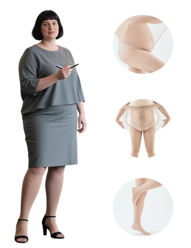 Image of Womens' Plus Size Tights Ultra-Soft Pantyhose High Waist Sheer Stockings for Curvy Pregnant Control Top Tummy Black Nude