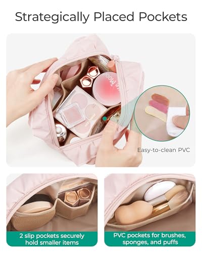 Image of BAGSMART Elegant Roomy Makeup Bags (Initial-E-Pink)