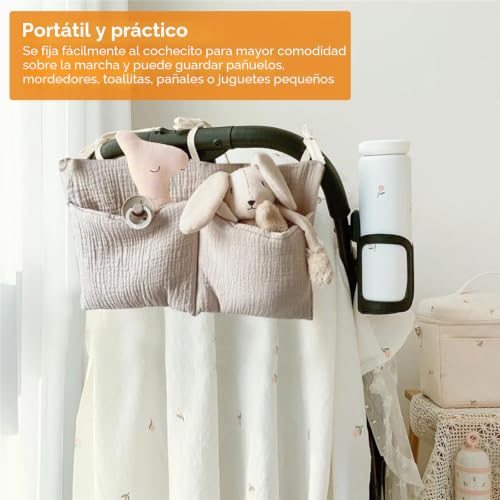 Miniatura 5 de 2 Piezas Organizador Cuna, Bolsas Almacenamiento Cuna, Ajustable Organizador Pañales, Organizador Colgante Con Dos Bolsillos Grandes, Colgar Organizador De Pañales Juguetes Ropa, Accesorios Para Cuna