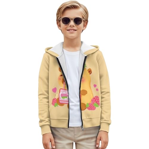 Zip Up Hoodies Kids Long Sleeve Jackets with Pockets Athletic Sport Hooded Sweatshirts for 6-16 Years,S-XL Size