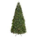 National Tree Company 12 ft Pre-Lit Dunhill Fir Artificial Christmas Tree, 1,200 LED Lights, 7,794 Tips, PowerConnect, Foot Pedal, 10 Light Functions, Includes Stand, Green