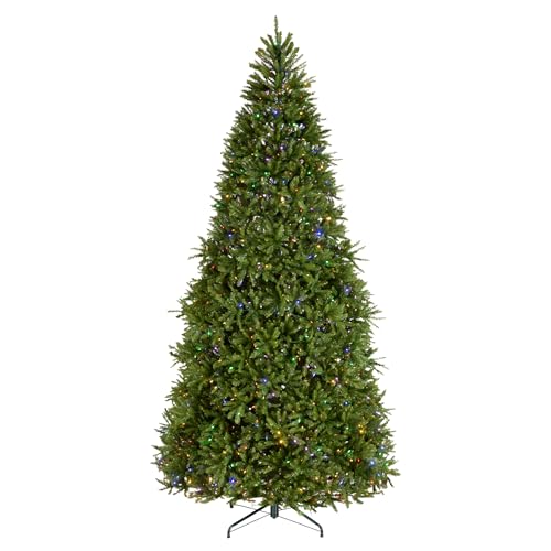 National Tree Company 12 ft Pre-Lit Dunhill Fir Artificial Christmas Tree, 1,200 LED Lights, 7,794 Tips, PowerConnect, Foot Pedal, 10 Light Functions, Includes Stand, Green