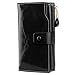 YALUXE Women's Wax Genuine Leather RFID Blocking Large Capacity Luxury Clutch Wallet Card Holder Organizer Ladies Purse Wallets for Women Black