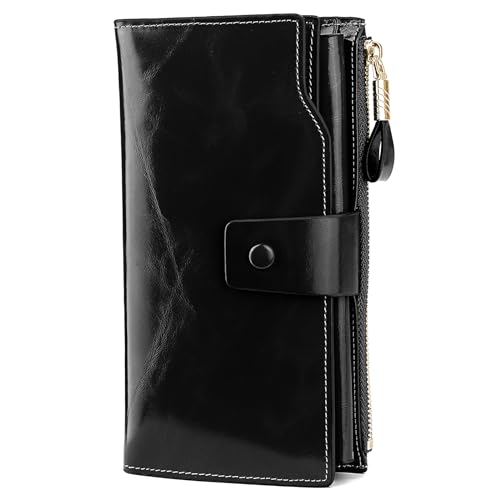 Image of YALUXE Women's RFID Real Leather Wallet with 21 Card Slots Phone Pocket