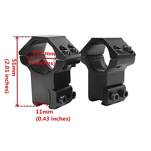 HWZ 1"/30mm Dovetail Scope Mount Rings Medium Profile for 11mm/20mm Dovetail Picatinny (2 Pieces) (25mm,11mm,Hight) – vue 2