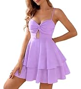 BNGD Women's Sexy V-Neck Sleeveless Spaghetti Strap Mini Dress Bow Tie Short A-Line Club Party Co...
