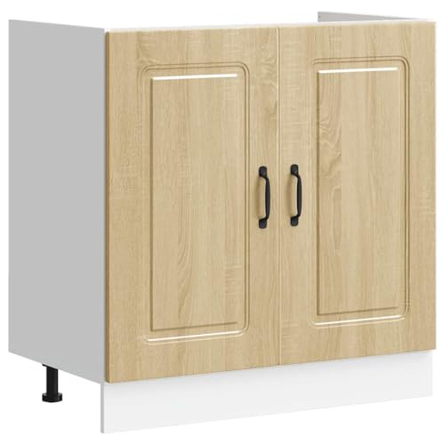 vidaXL Mueble bajo para Fregadero Kalmar Roble Sonoma 80x46x81,5 cm, Mueble bajo Cocina, Mueble bajo Fregadero Cocina, Mueble bajo Cocina para Fregadero